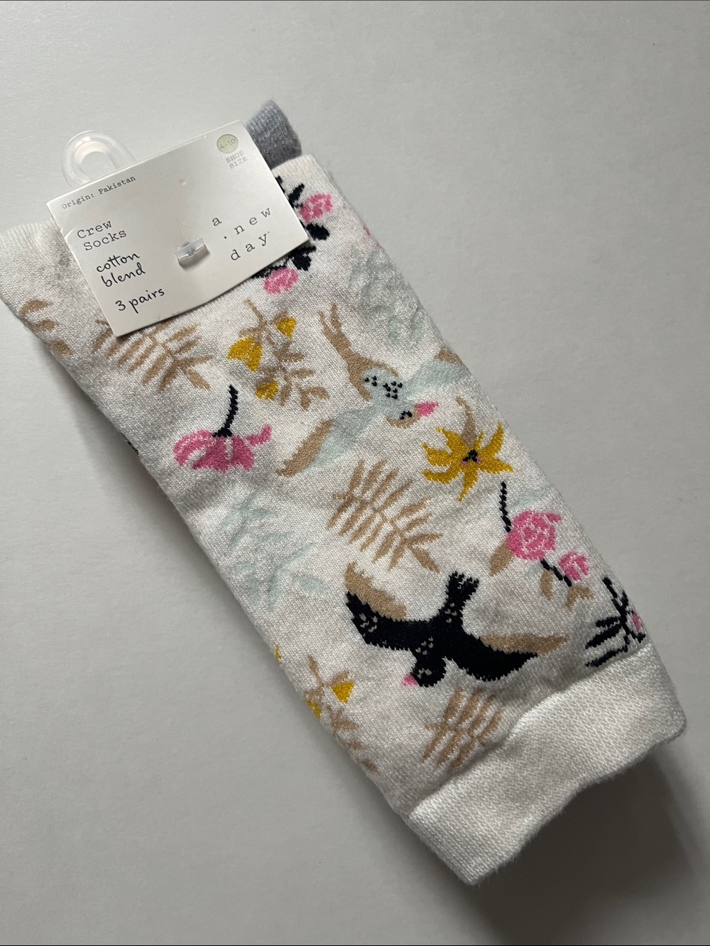 Cotton Blend Spring Summer Floral Striped Crew Socks 3 Pack